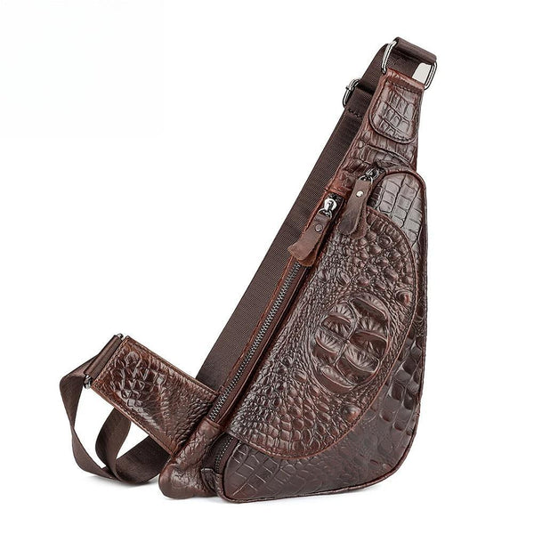 Genuine Leather Men Chest Bag Crocodile Crossbody Bags