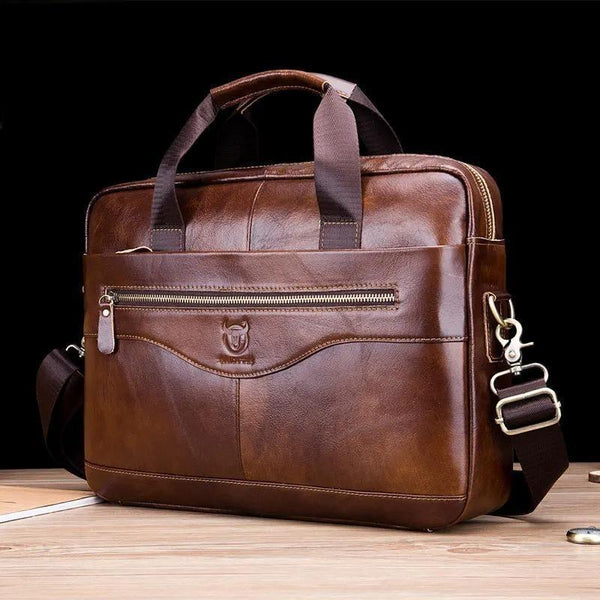 Cow Leather Briefcase Men Handbags High Quality Business Laptop Massager Bag