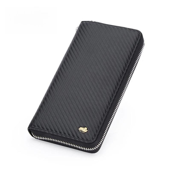 Men's Long Wallet High Quality Carbon Fiber Purse RFID Blocking Bill Card Holder