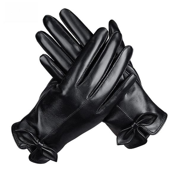 DENIM Autumn Winter Genuine Leather Gloves Women