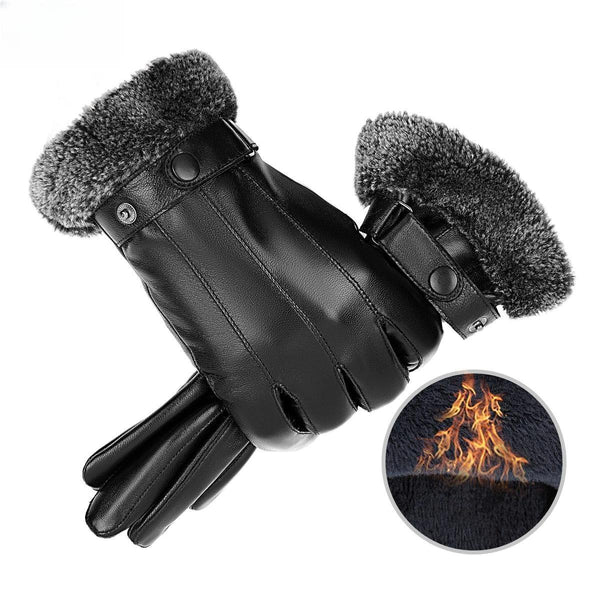 DENIM Genuine Leather Sheepskin Gloves for Men Winter Warm