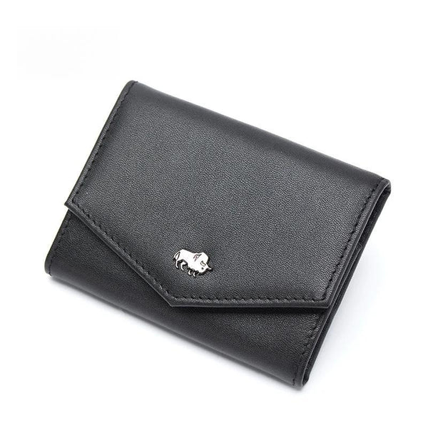 Genuine Leather Short Wallets Card Holder Carbon Fiber Purses Money Clips