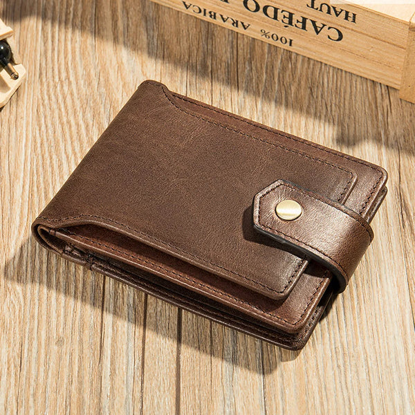 Genuine Leather Men Wallet Vintage Fashion Cowhide Card Holders Coin Pocket Bag