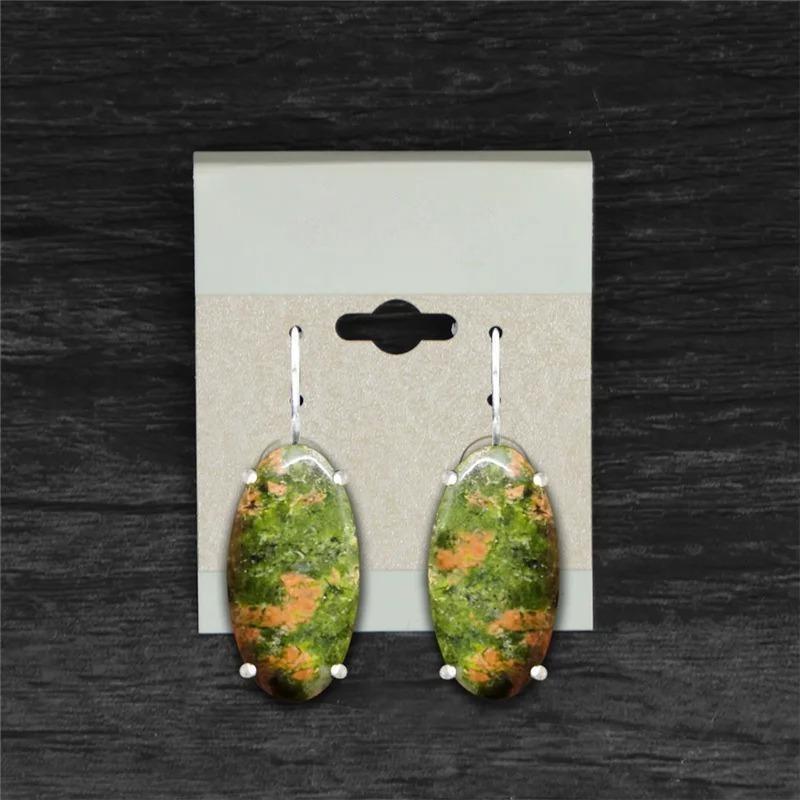 Big Vintage Natural Eye Stone Unakite Earrings For Women