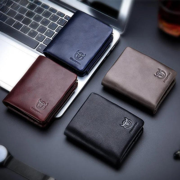 Leather RFID Retro Wallet Men's Small Zipper Wallet Card Bag Men's Wallet Clutch