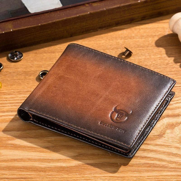 RFID Blocking Men's Leather Wallet Bifold Slim Wallet Multi-card Card Holder ID Wallet