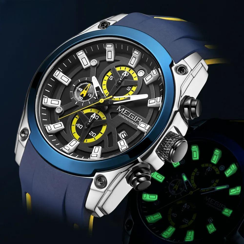 Men's Military Sport Watches Men Waterproof Fashion Blue Silicone Strap Wristwatch Man