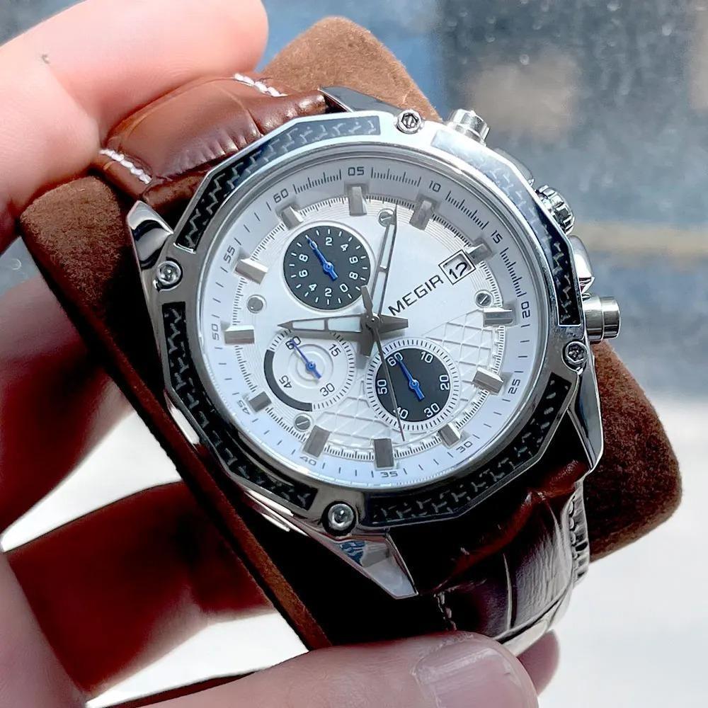 quartz male watches Genuine Leather watches racing men Students game Run Chronograph Watch