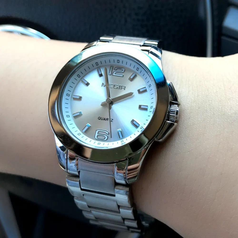 Women's Simple Round Dial Quartz Watches Stainless Steel Waterproof Wristwatch for woman