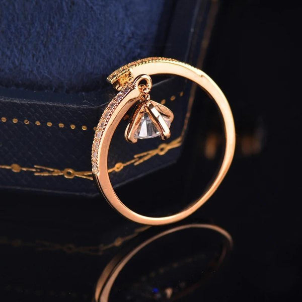 Korean Fashion Ring Adjustable Size Cubic Zircon Crystal Pendant Finger Rings For Women