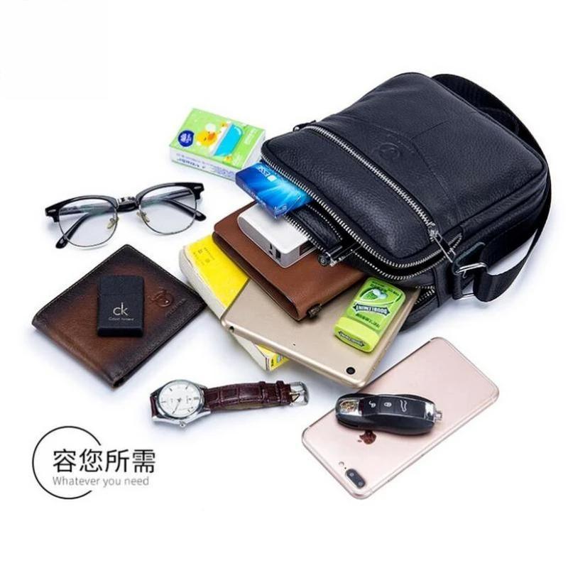 Genuine Leather Men Shoulder bag husband causal Crossbody Bags