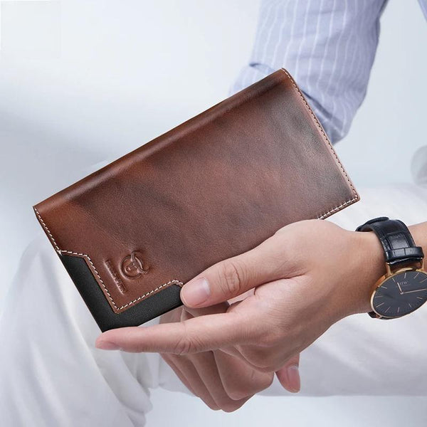 Genuine Leather Men's Long Handbag RFID Function Credit Card Holder Card Bag