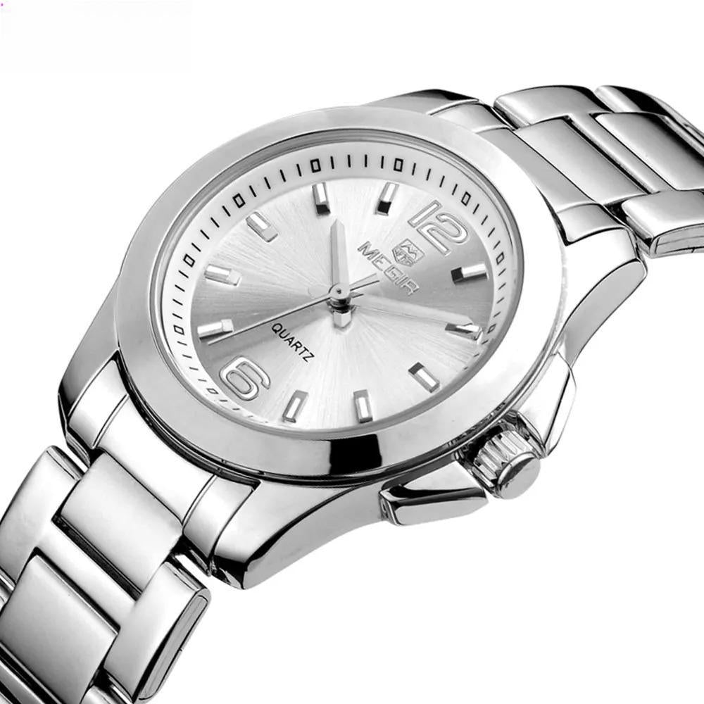 Women's Simple Round Dial Quartz Watches Stainless Steel Waterproof Wristwatch for woman