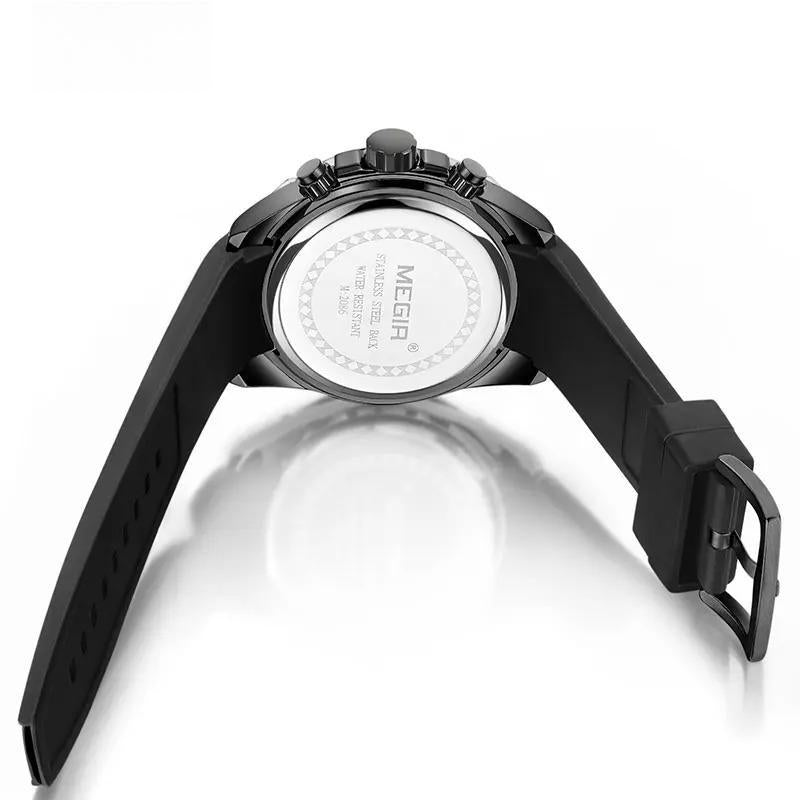 Army Sports Quartz Watches for Men Black Silicone Strap Military Marine Chronograph Wristwatch