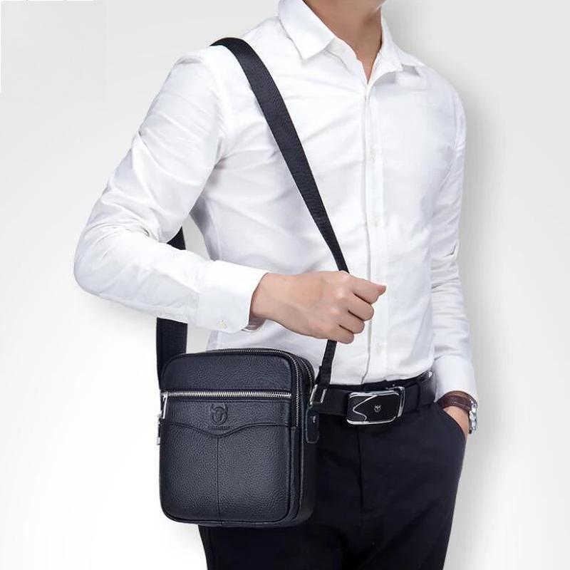 Genuine Leather Men Shoulder bag husband causal Crossbody Bags