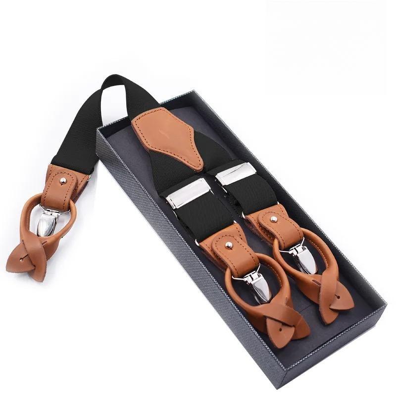 Man's Suspenders Genuine Leather giarrettiere Male Casual suspensorio button-end Trousers Strap