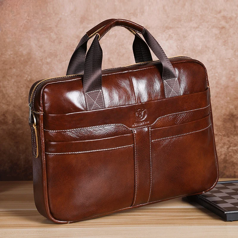 Leather Laptop Bag, Top Layer Leather 15" Laptop Bag