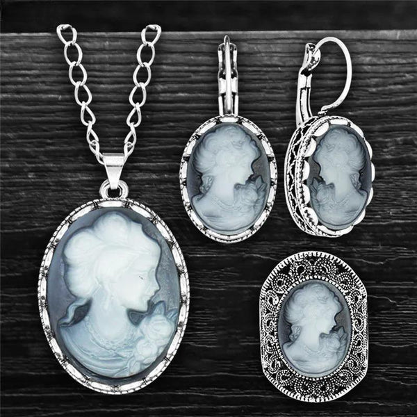 6 Colors Vintage Oval Lady Queen Cameo Sets For Women