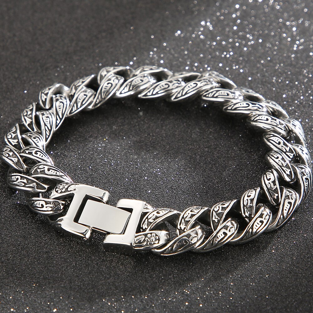 Mens Stainless Steel Curb Cuban Link Chain Bracelet for Men