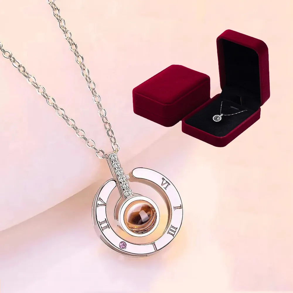 Projection Necklace With Gift Box 100 Languages I Love You Pendant Jewelry For Women Gifts