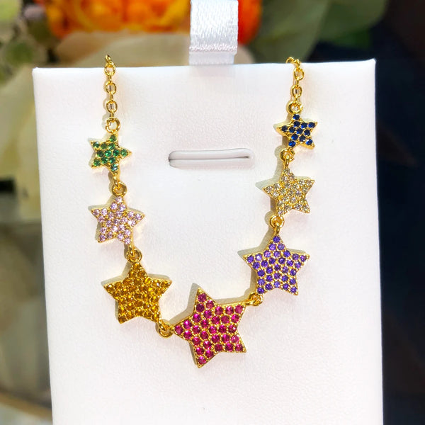 New Original Shiny Chains Stars Necklace Personalized Stackable for Couple Women