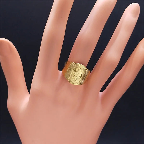 Fashion Coin Portrait Opening Rings for Women