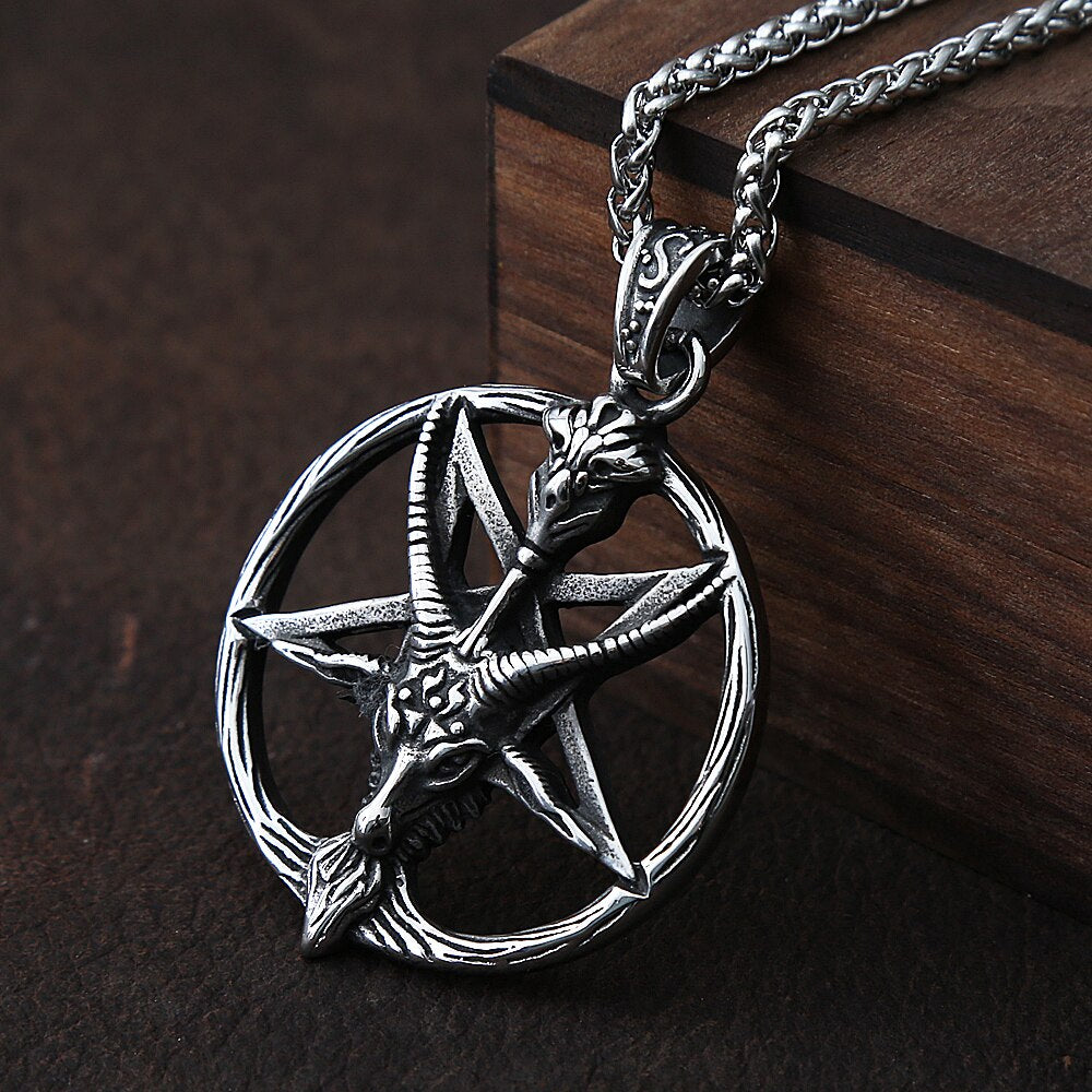 Retro Fashion Pentagram Satan Sheep Necklace For Men