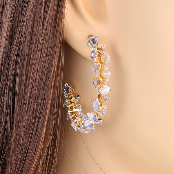 Exquisite Cubic Zirconia Gorgeous Hoop Huggie Earrings For Women