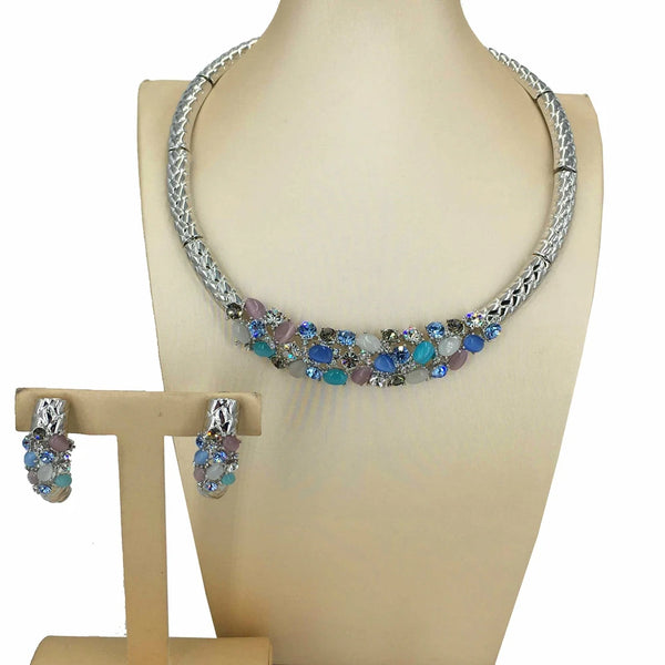 Newest Jewelry Dubai Costume Jewelry Beautiful Stones Necklace for Women