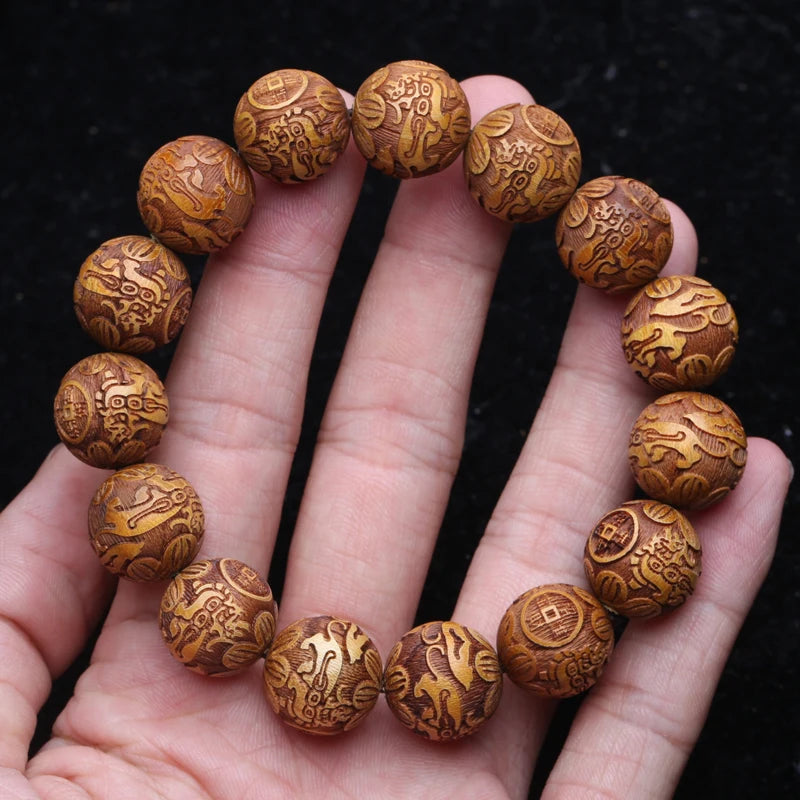 Natural Multicolor Wooden Bracelet Men's 20mm Elastic Bracelet Wooden Bead