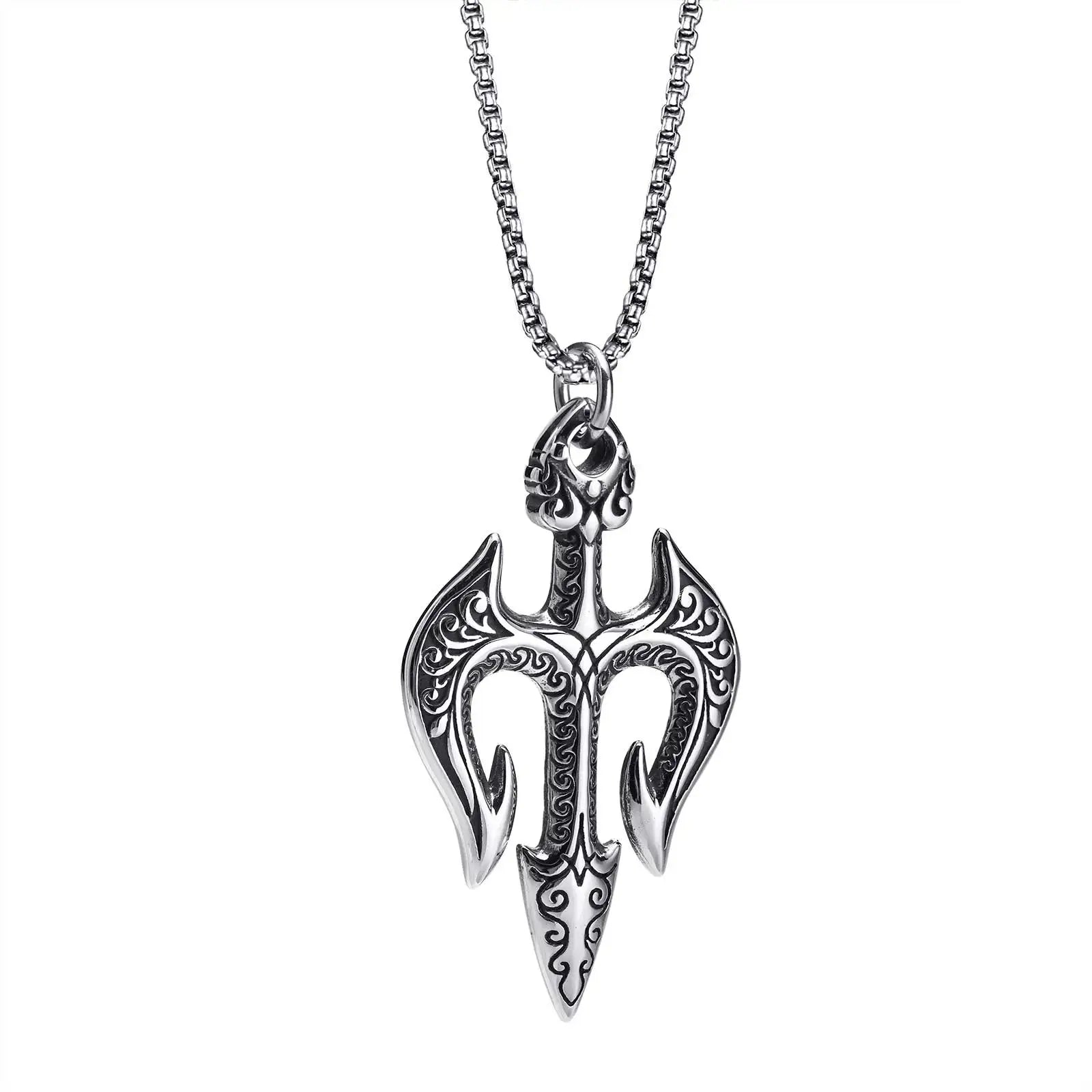 Neptunes Trident Pendant for Men, Trident of Shiva, Trishula, Poseidons Spear Necklace