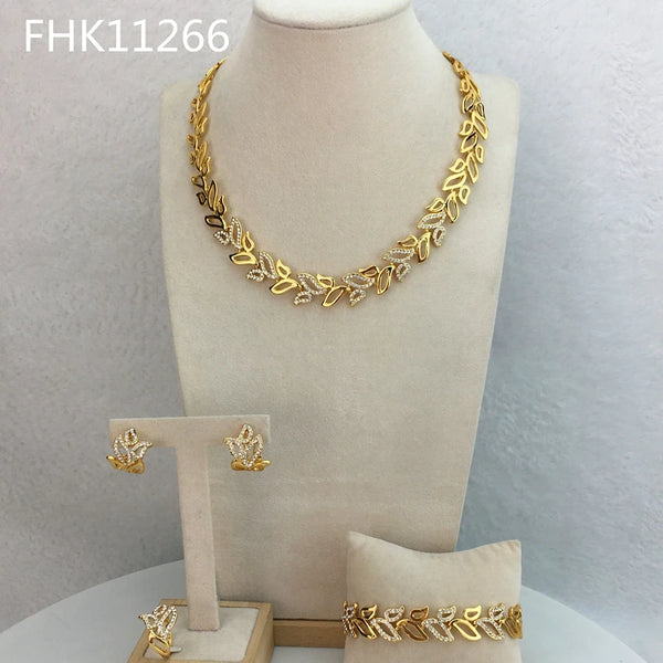 Classic  Dubai Fine Jewelry Sets Unique leaf Jewelry  for Women