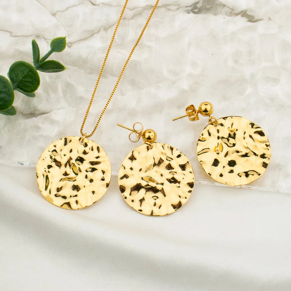 Gold Plated Simple  Round Jewelry Sets for Women