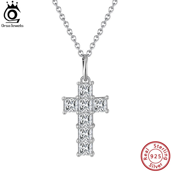 925 Sterling Silver Cross Pendant Necklace for Women