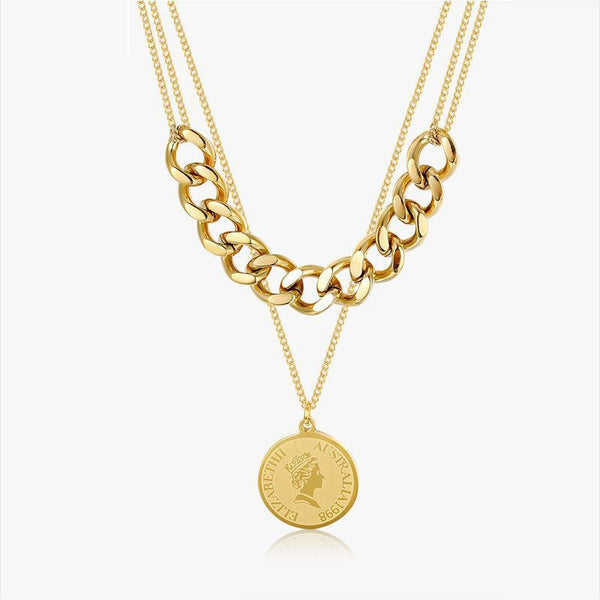 Gold Color Double Layer Hollow Clavicle Chain  Necklace For Women