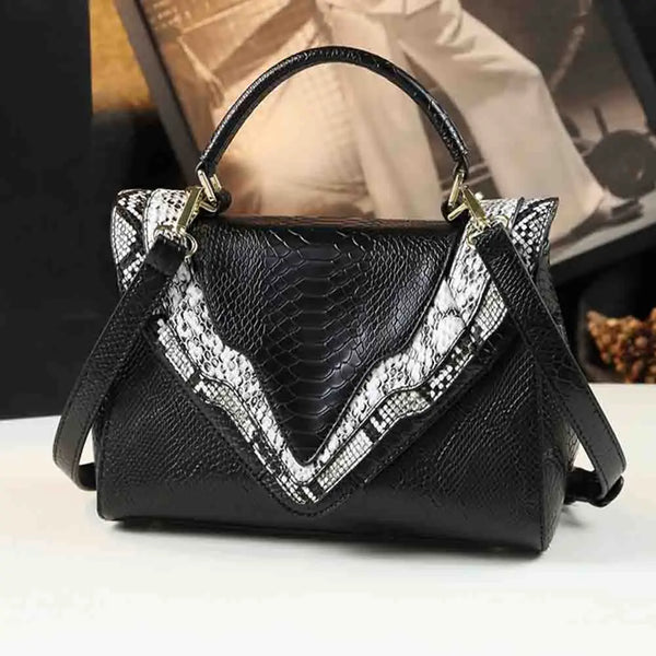 New Noble Women Handbag High Quality Snake Texture Top Handle Bag