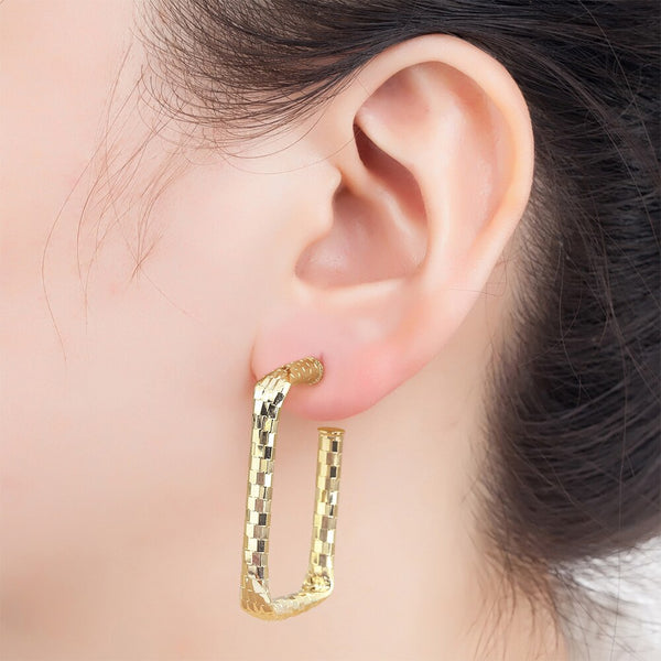 New Trendy 2 Colors Geometric Hollowed Square Shape Punk Style Earrings