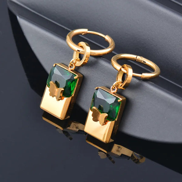 Stainless Steel Square Drop Earrings For Women