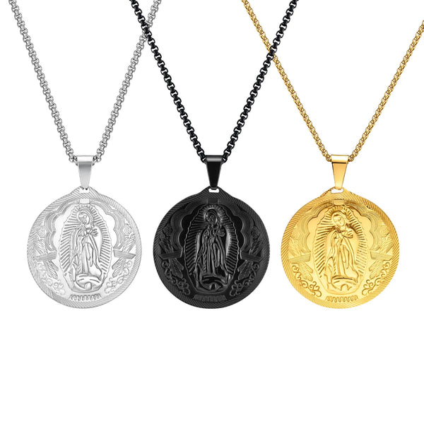 Virgin Mary Pendant Charm Necklaces for Men Boys