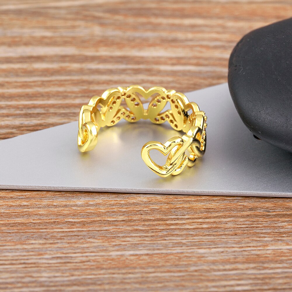 Romantic Couple Love Heart Rings Women