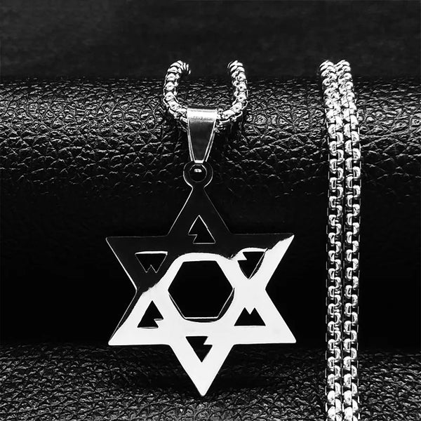 Judaism Israel Hexagram Jewish Magen David Stainless Steel Long Necklace