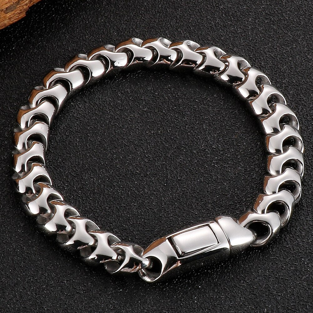 9MM Wide Curb Link Chain Man Bracelet for Men