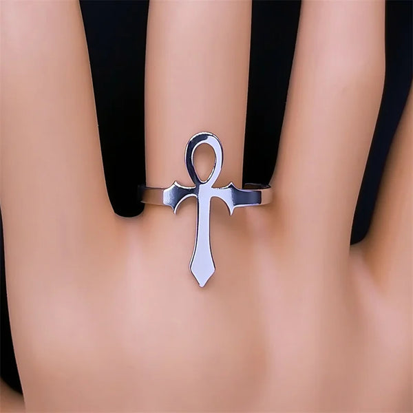 Egyptian Ankh Cross Finger Rings Women Men