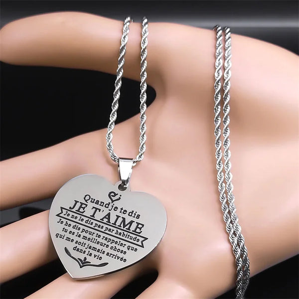 Stainless Steel  When I tell you I LOVE YOU Necklaces for Women Men