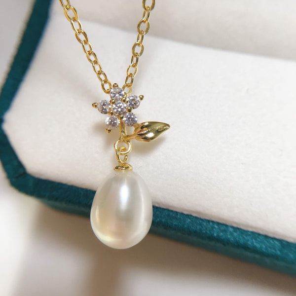 18K Gold Plating Pearl Pendant Real Natural Freshwater Pearl Necklace