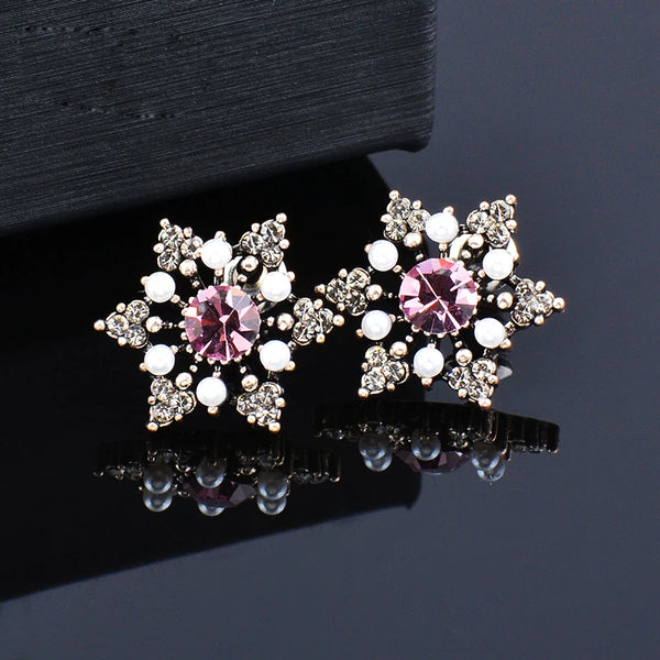 Star Shaped Stud Earrings For Women Blue Purple White Zircon Earring