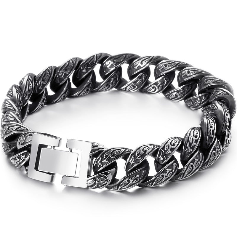 Mens Stainless Steel Curb Cuban Link Chain Bracelet for Men