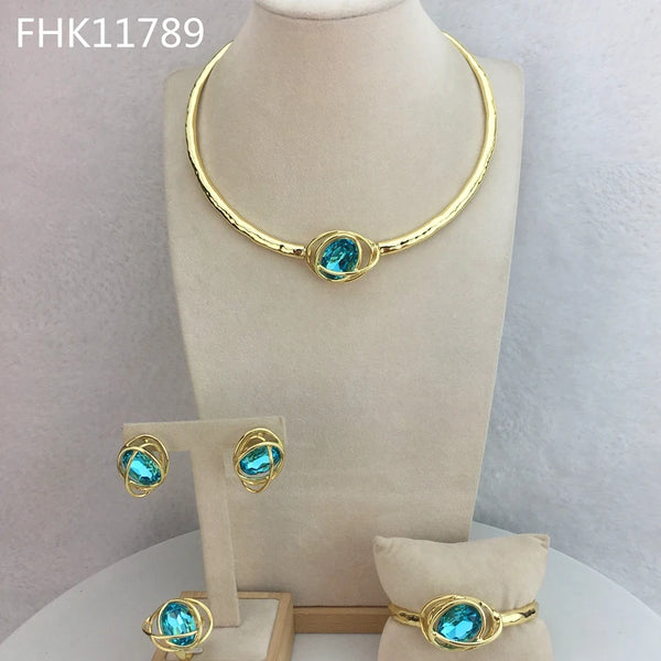 Dubai Fine Jewelry  Classic Rhinestone Jewelry Sets for Women