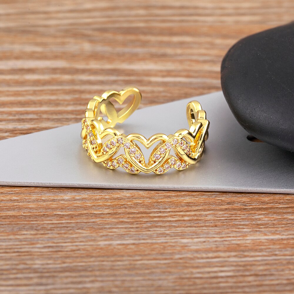 Romantic Couple Love Heart Rings Women