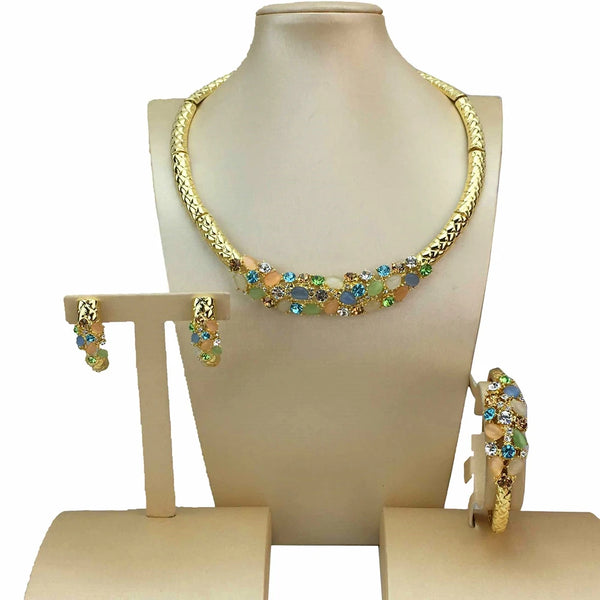 Dubai Fine Jewlery High Quality Rhinestone Necklace Sets for Women